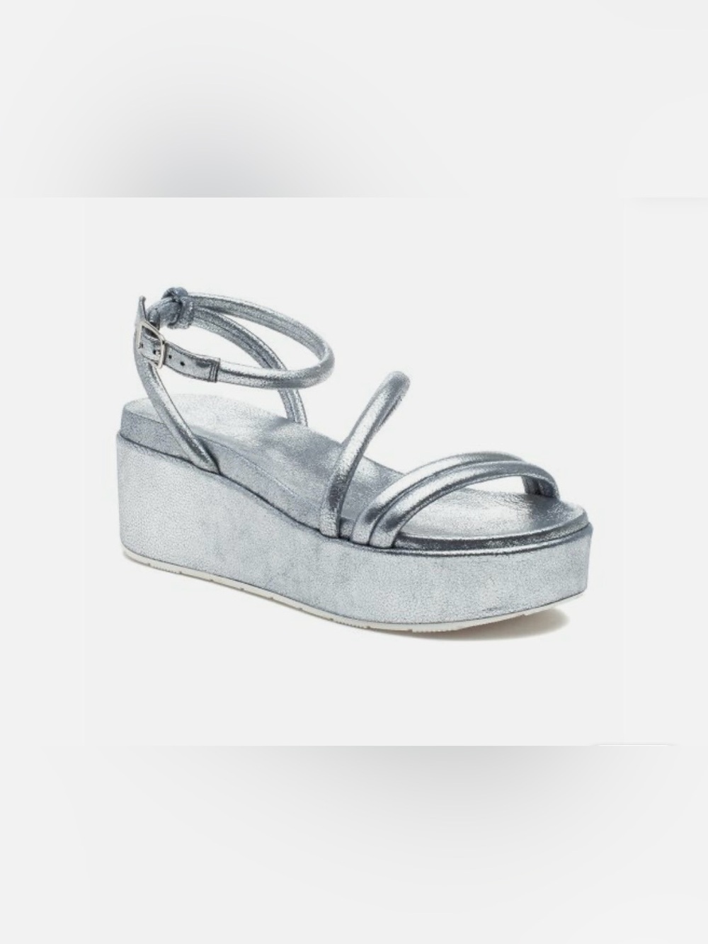 J/Slides Women's Quilt Ankle Strap Platform Wedge Sandal Size 8